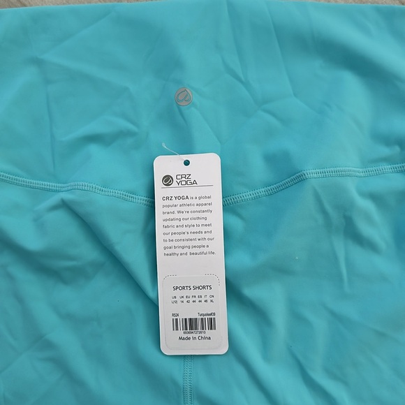 *SOLD* NWT CRZ Yoga Bike Shorts Turquoise Size Large - Picture 5 of 8